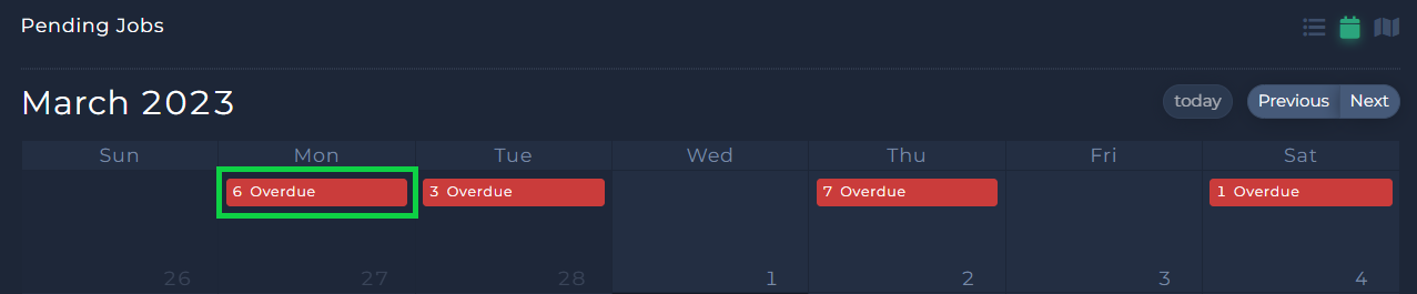 calendar view - overdue jobs