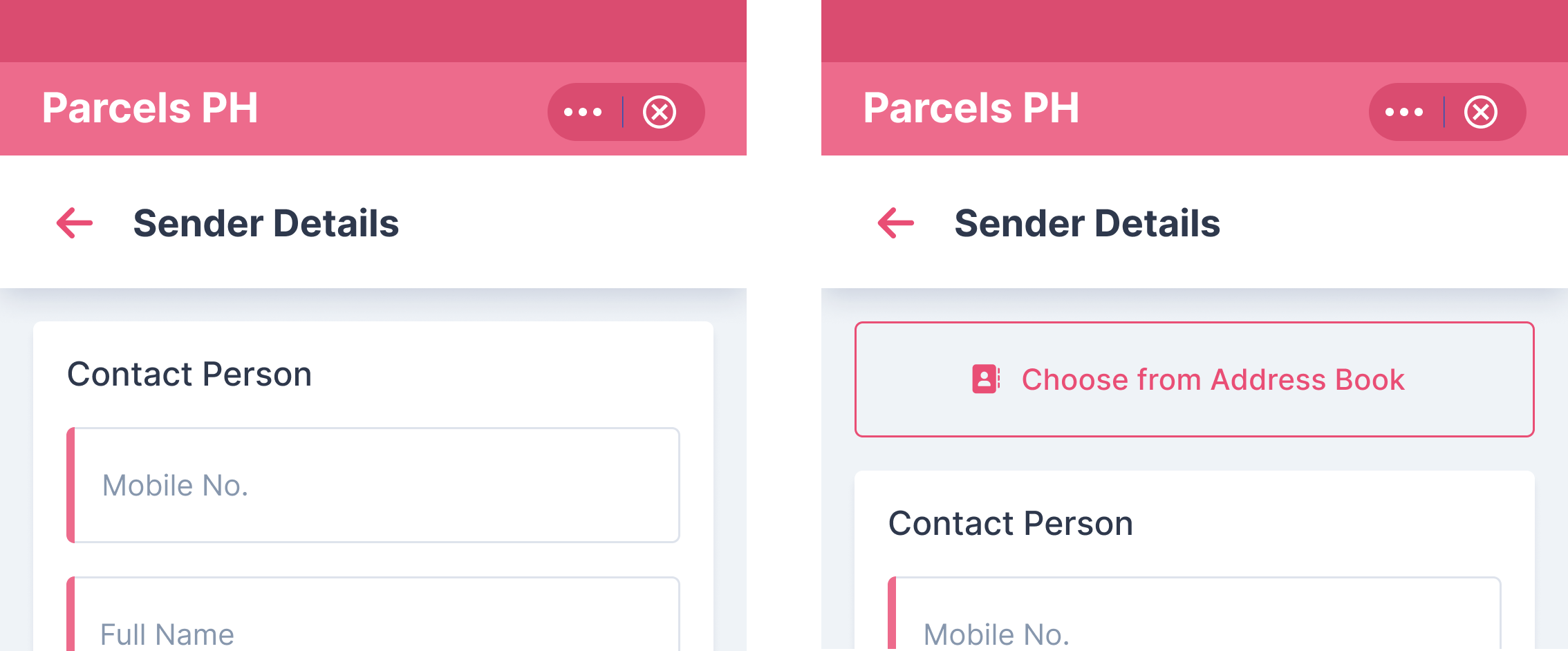 choose from address book button