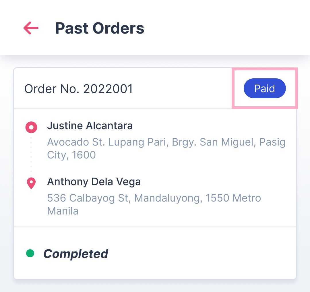 view past orders - paid