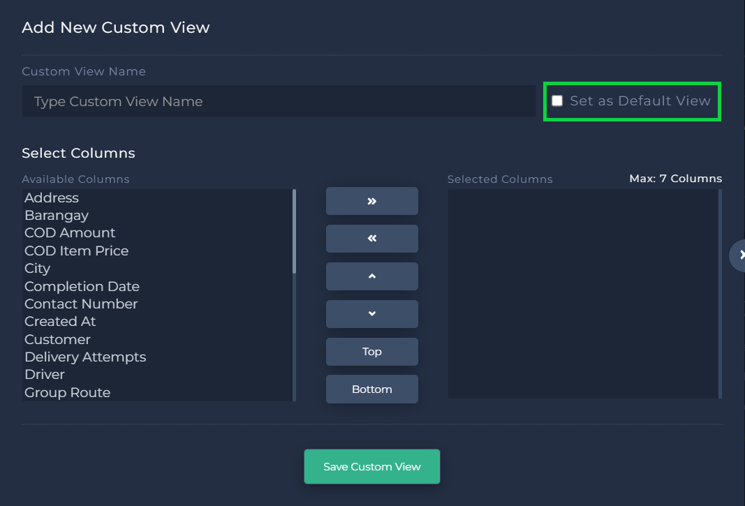 custom view - set as default view