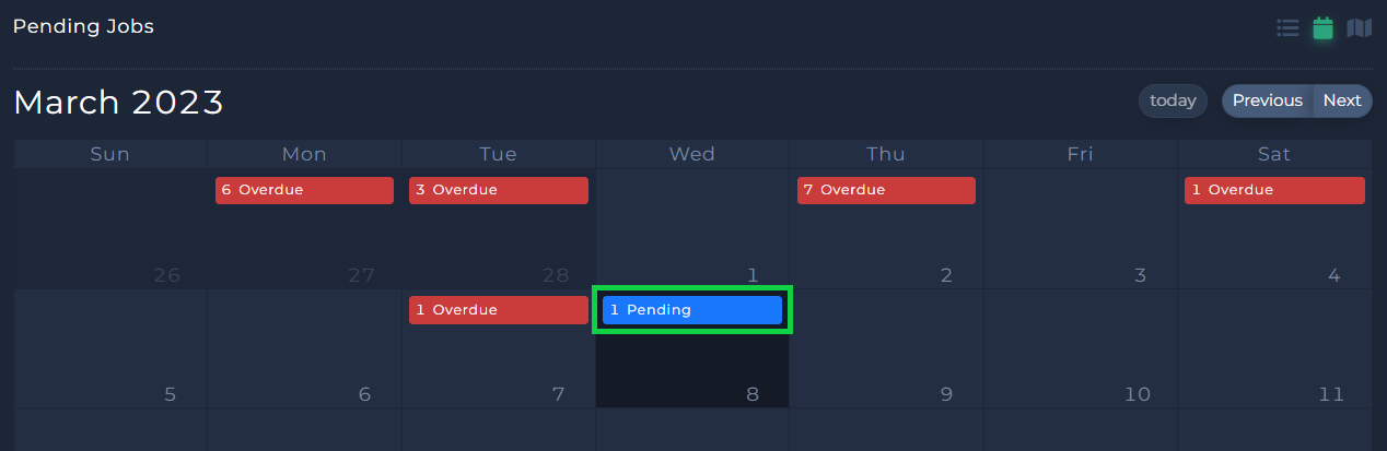 calendar view - pending