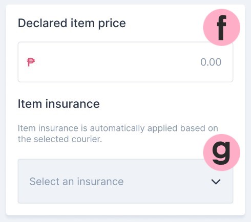 declared item price, item insurance