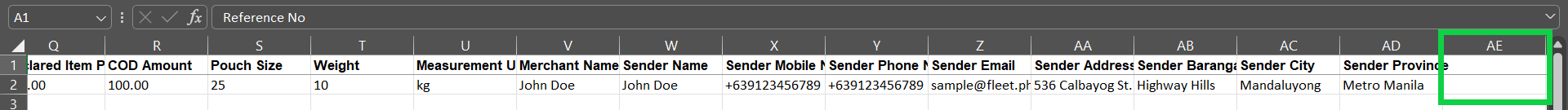 import file template without custom field