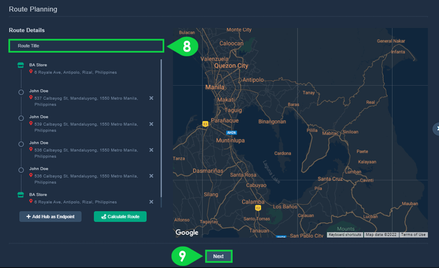 group route - 8, 9