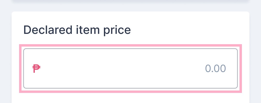 declared item price field