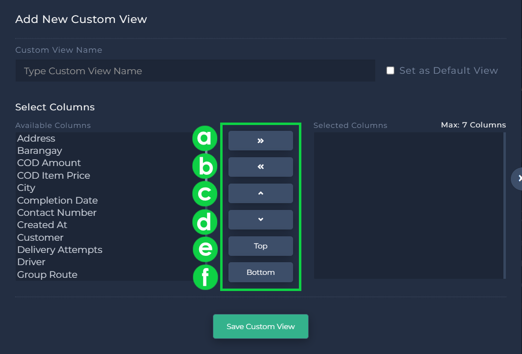 custom view - action buttons